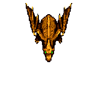 Postać głowy smoka w pixel art w grze FM na przeglądarkę.
