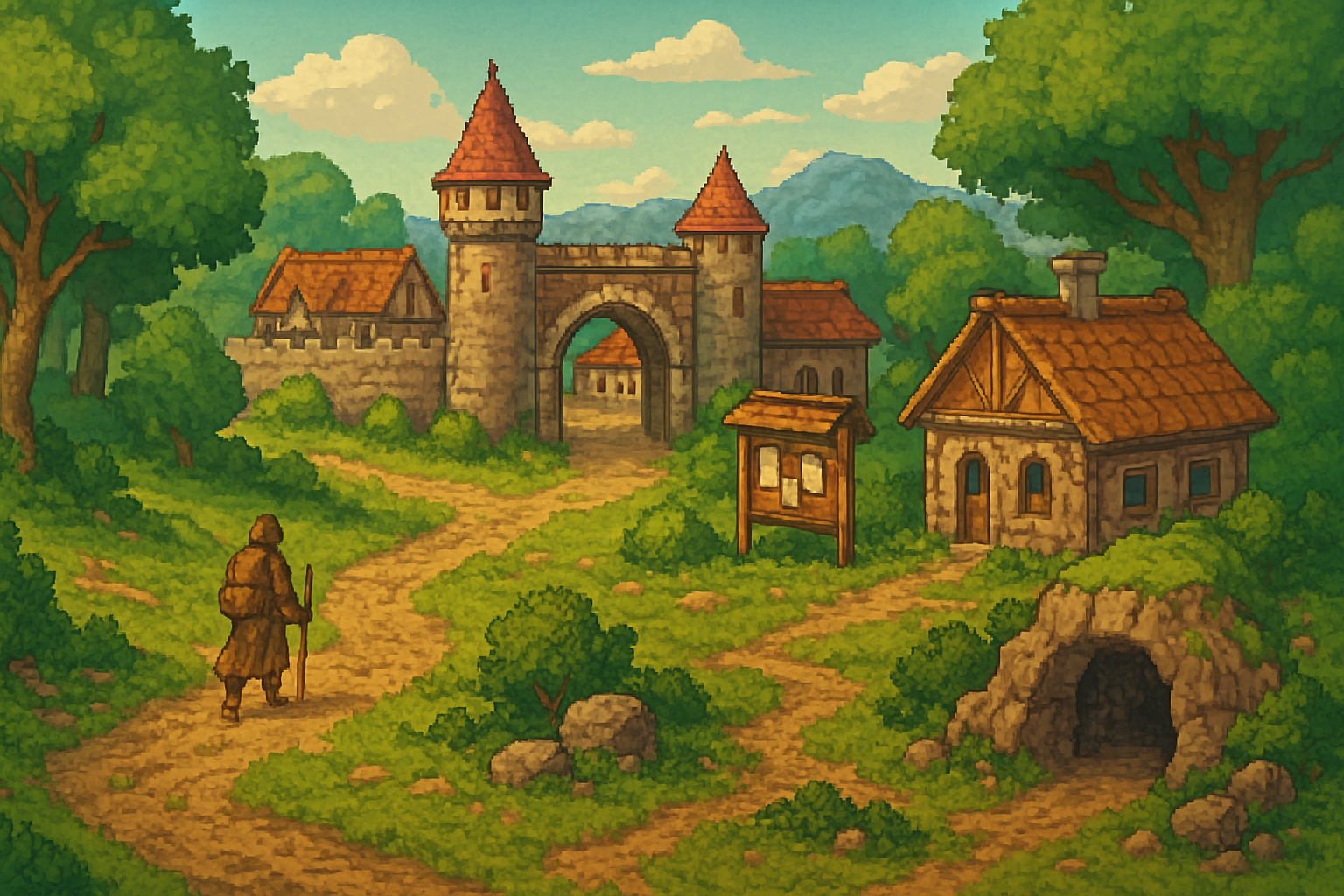 Okładka wpisu: mapa fantasy i bohater w świecie MMORPG 2D w stylu Metin2