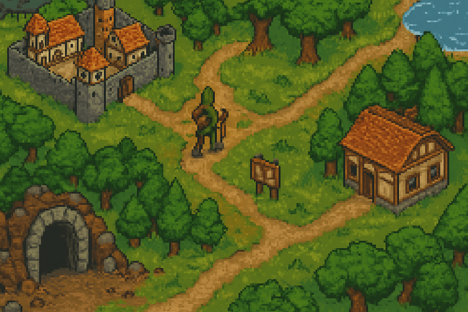 Okładka wpisu o „2d mmorpg tibia” - magiczna kraina, miasto i postać w drodze