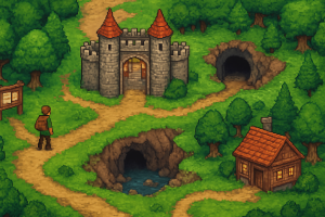 Okładka wpisu: klasyczne MMO fantasy w stylu izometrycznym, postać na mapie